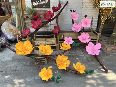 Cành mai đào Bonsai khổng lồ nhiều màu [Thủ công - Nhẹ] D180cm CANHHOA-10